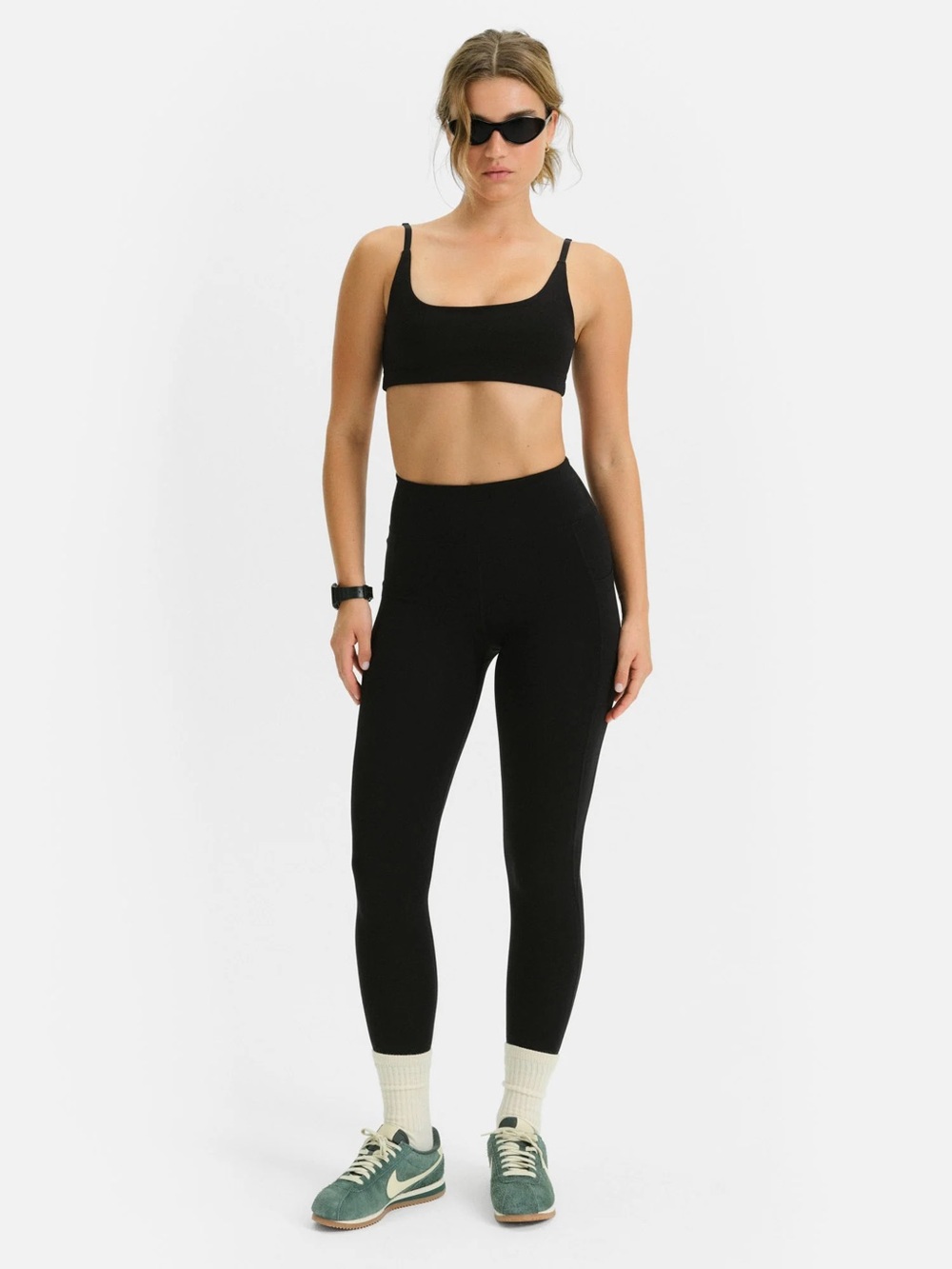 MATE THE LABEL ORGANIC STRETCH MIDI LEGGINGS WITH POCKETS JET BLACK XS S - Picture 3 of 5